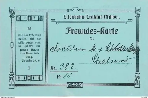 M. von Schmiterlöw , 1911 , Eisenbahn - Traktat - Mission , Ausweis , Karte , Kassel !!