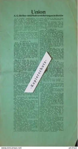 Union AG für See- und Flußversicherung in Stettin , 1925 , Bericht der Centralversammlung , Geheimrat Gribel , Pommern !