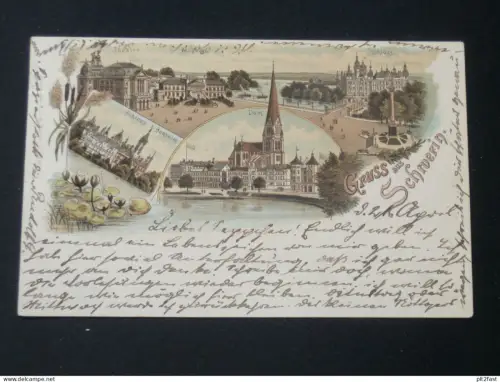 Gruss aus Schwerin i. Mecklenburg , 1897 , Litho , Ansichtskarte , CPA , AK !!