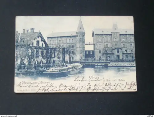 Mühle und Hafen in Bützow i. Mecklenburg , 1900 , Ansichtskarte , CPA , AK !!