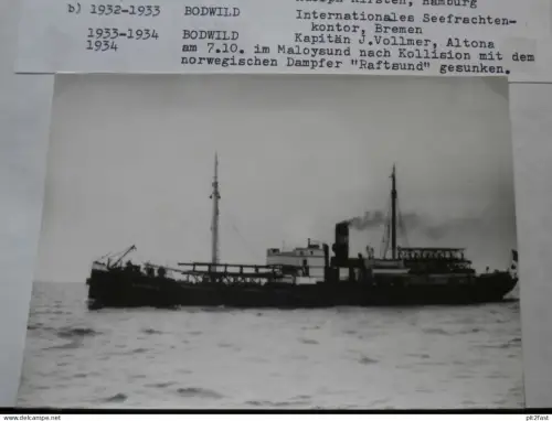 Foto mit Schiff "Olivia" Reederei Stettin , Archivblatt - technische Daten und Historie , Schiffbau , Pommern !!