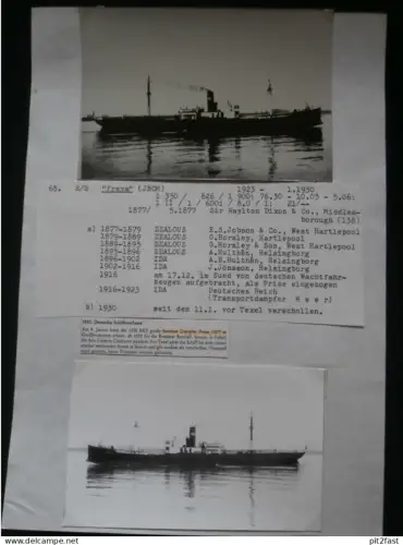 Foto mit Schiff "Freya", Reederei Stettin , Archivblatt - technische Daten und Historie , Schiffbau , Pommern !!