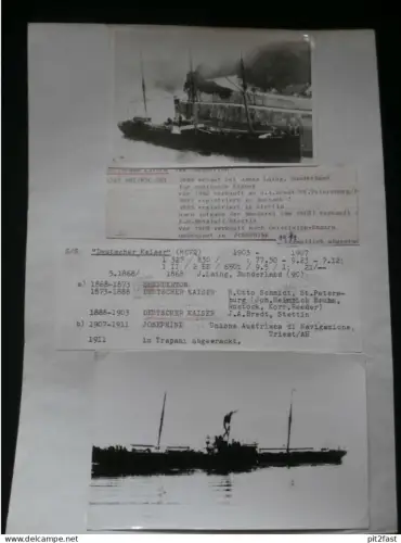 Foto mit Schiff "Deutscher Kaiser", Reederei Stettin , Archivblatt - technische Daten und Historie , Schiffbau , Pommern