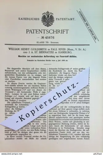 original Patent - William Henry Goldsmith , Fall River , USA | J. A. St. Biernatzki , Hamburg | 1888 | Baumwolle , Faser