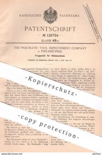 original Patent - The Pneumatic Tool Improvement Company , Philadelphia , USA , 1900 , Nietmaschine | Nieten