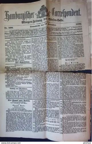 Börsenzeitung , 1870 , Börse Hamburg , Aktien , Hamburgischer Correspondent , 8 Seiten !!