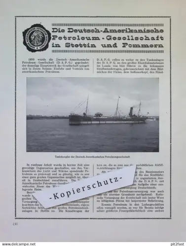 Petroleum Gesellschaft in Stettin i. Pommern , ca. 1935 , Werbung / Reklame aus Zeitschrift , ca. 295x225mm