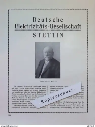 Deutsche Elektrizitäts-Gesellschaft in Stettin i. Pommern , ca. 1935 , Werbung / Reklame aus Zeitschrift , ca. 295x225mm