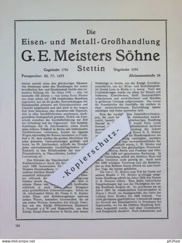 G.E. Meisters Söhne / Reederei in Stettin i. Pommern , ca. 1935 , Werbung / Reklame aus Zeitschrift , ca. 295x225mm !
