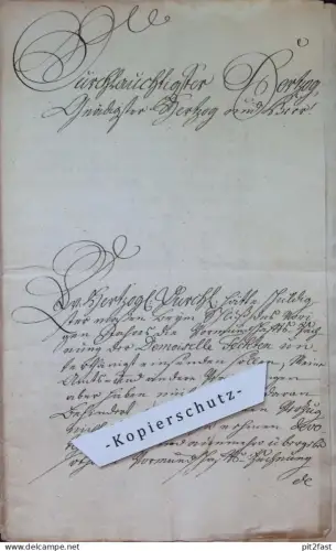 J.C. Weber in Rostock , 1792 , altes Dokument , Demiselle Fechten , Herzog von Mecklenburg !!