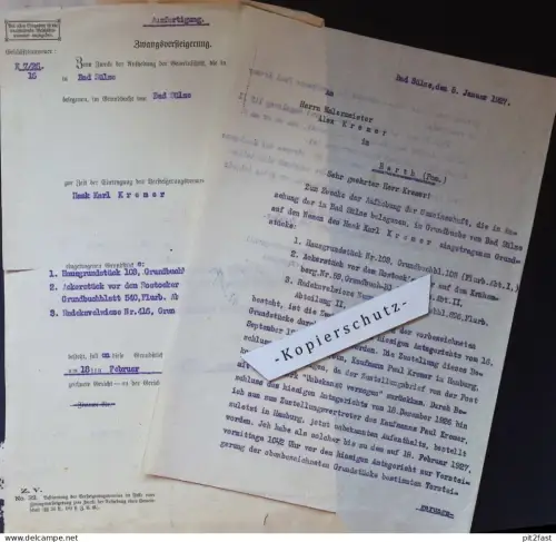 Zwangsversteigerung - Karl Kremer , 1927 , Barth / Bad Sülze , altes Dokument , Mecklenburg !!