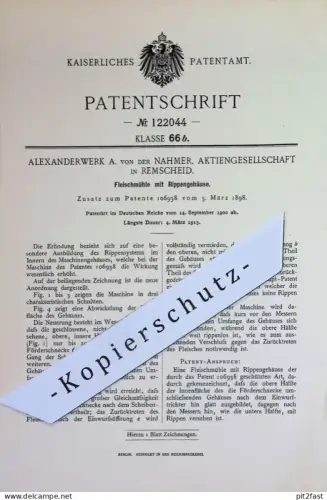 original Patent - Alexanderwerk A. von der Nahmer AG , Remscheid | 1900 | Fleischmühle | Fleischwolf | Fleischerei !!