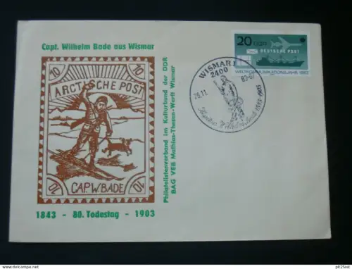 Capt. Wilhelm Bade aus Wismar , 1983 , Arktische Post , Ersttagsbrief , FDC !!