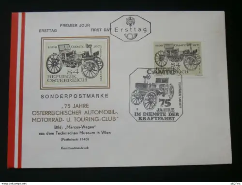 75 Jahre Automobilclub Österreich , Wien , 1971 - Ersttagsbrief , FDC !!