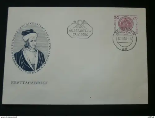 Universität Greifswald , 1956  - Ersttagsbrief , FDC !!