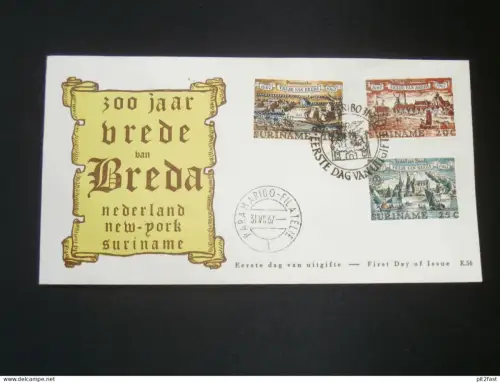 300 jaar brede van Breda , 1967 , Paramaribo , Suriname - Ersttagsbrief , FDC !!