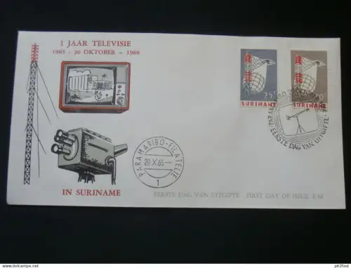 1 Jaar Televisie , Fernsehen , 1966 , Paramaribo , Suriname - Ersttagsbrief , FDC !!