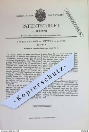 original Patent - J. Westermann , Witten / Ruhr | 1883 | Gebläse | Lüftung , Lüfter | Ventilator | Zentrifuge