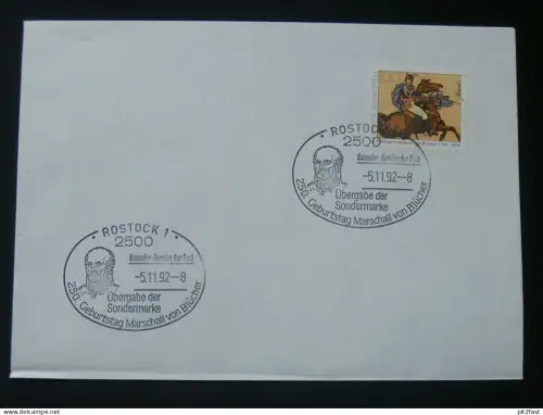Marschall von Blücher - Rostock , Sondermarke , 1992 - Ersttagsbrief , FDC !!