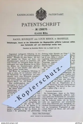 original Patent - Raoul Bousquet , Louis Missol , Marseille Frankreich | 1901 | Umladewagen | Wagen , Wagon , Eisenbahn