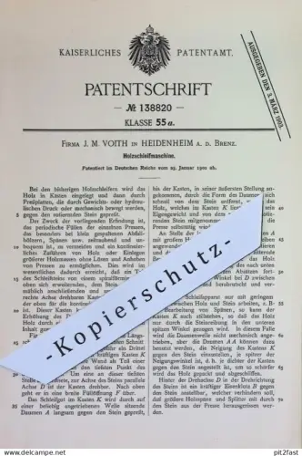 original Patent - Fa. J. M. Voith , Heidenheim / Brenz | 1902 | Holzschleifmaschine | Holz , Schleifmaschine | Tischler