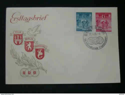 Friedensfahrt , Radrennen - 1955 -  Ersttagsbrief , FDC !!