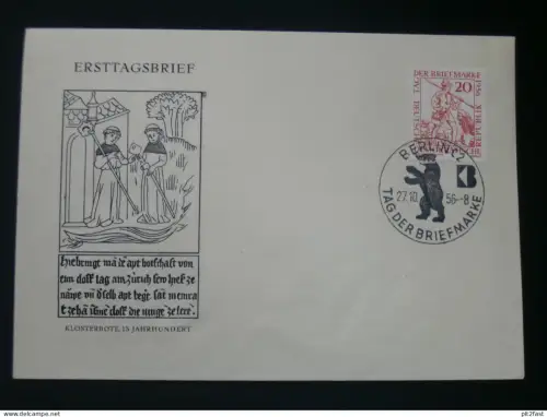 Klosterbote 15. Jahrhundert 1956  - Ersttagsbrief , FDC !!