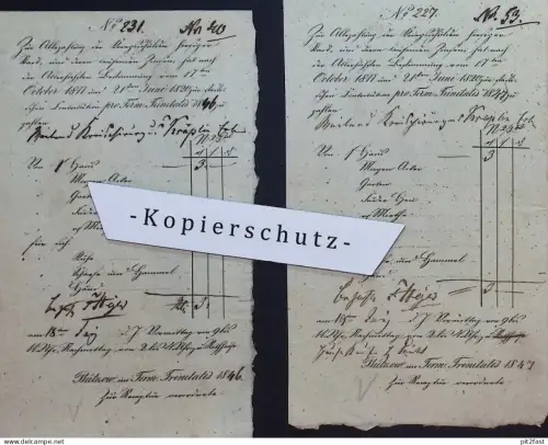 Bützow i. Mecklenburg , 1846/47 , 2 alte Dokumente  !!