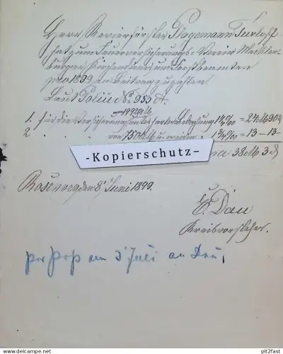 Revierförster Plagemann in Rosenow b. Stavenhagen , 1899 , altes Dokument  !!