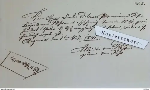 von Plessen geb. von Voß in Hagenow , 1841 , Mecklenburg  , altes Dokument  !!