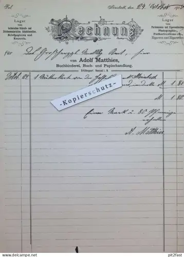 Buchhandel - Adolf Matthies in Neustadt i. Mecklenburg , 1900 , alte Rechnung  !!