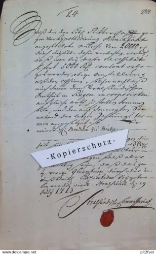 Hypothek Mönchgut / Stralsund , 1719 , Rügen , Bandelin zu Bentze , Mecklenburg !!