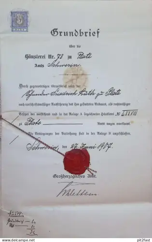 Grundbrief - Friedrich Lüth zu Plate b. Schwerin , 1907-1938 , alte Akte , Hypothek , Mecklenburg !!