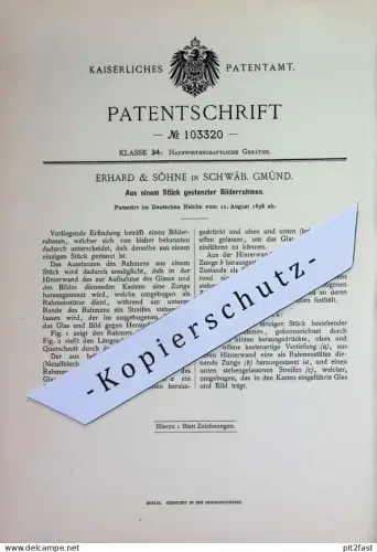 original Patent - Erhard & Söhne , Schwäbisch Gmünd | 1898 | gestanzter Bilderrahmen | Bilder - Rahmen | Foto , Gemälde