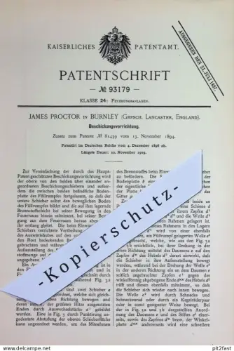 original Patent - James Proctor , Burnley , Grafschaft Lancaster , England | 1896 | Ofen - Beschickung | Öfen , Feuerung