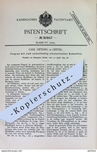 original Patent - Carl Oetling , Leipzig | 1894 | Flugrad | Flugräder | Windrad , Windkraft , Motor , Motoren | Sport !!