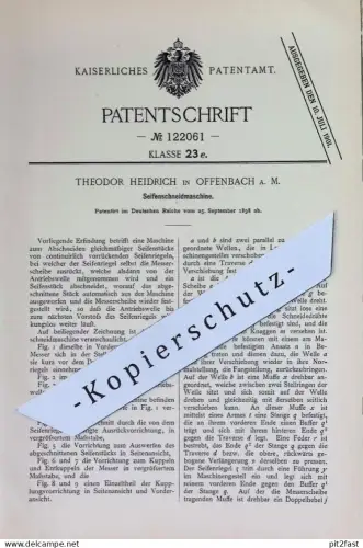 original Patent - Theodor Heidrich , Offenbach / Main | 1898 | Seifenschneidmaschine | Seifen - Schneidmaschine | Seife