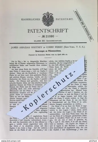 original Patent - James Amaziah Whitney , Cobbs' Ferry , New York , USA | 1882 | Pillenmaschine | Arznei , Medizin !