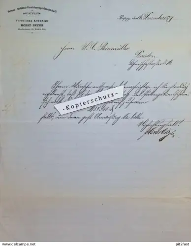 National-Versicherung in Stettin i. Pommern , 1879 , H. Steinmüller in Dresden , Mecklenburg !!