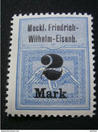 Friedrich Wilhelm Eisenbahn - Mecklenburg , 2 Mark , Siegelmarke , Reklame !