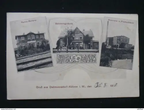 Dettmannsdorf - Kölzow , 1917 , Brennerei , Bahnhof , Rahm Butterei , Ansichtskarte , CPA , AK !