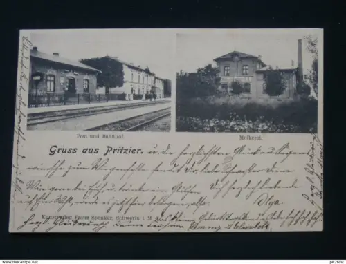 Pritzier b. Hagenow , ca. 1910, Molkerei , Bahnhof , Mecklenburg , Ansichtskarte , CPA , AK !!
