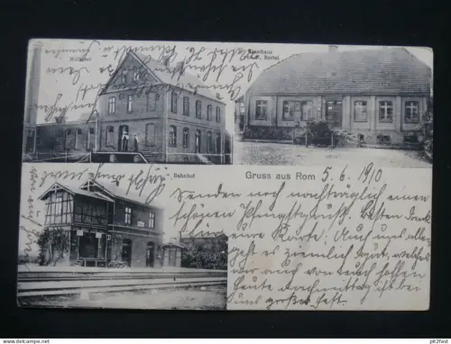 Rom i. Meckl. 1910 , Molkerei , Bahnhof , Mecklenburg , Ansichtskarte , CPA , AK !!