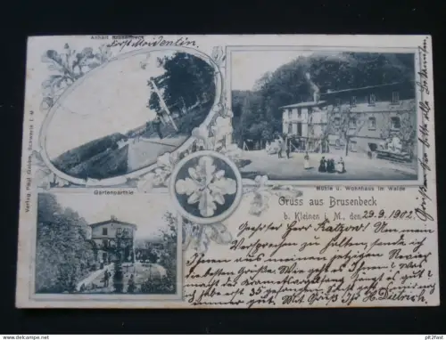 Brusenbeck b. Kleinen , 1902 , Mühle , Mecklenburg , Ansichtskarte , CPA , AK !!