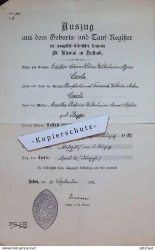 St. Nicolai zu Rostock i. Mecklenburg , 1912 , E. Carls und M. Pogge , altes Dokument !!!
