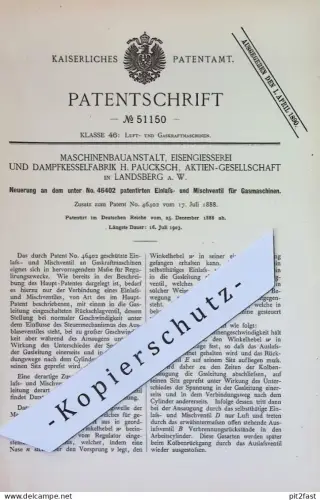 original Patent - Maschinenbauanstalt , Eisengießerei & Dampfkesselfabrik Paucksch AG Landsberg | 1888 | Gasmotor Ventil