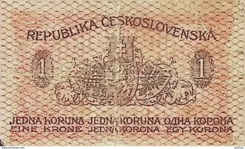1 Krone - Repuplika Cheskoslovenska , 1919 , Jednu Korunu , Tschechien !!!