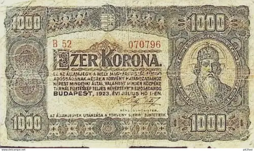 1000 Korona , Ungarn , 1923 , Tausend Kronen , Banknote !!!