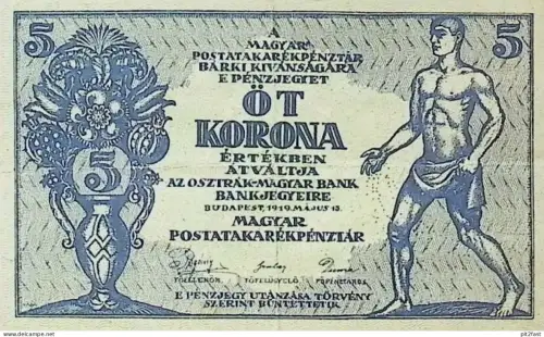Öt Korona , Ungarn , 1919 , 5 Korona , Banknote !!!