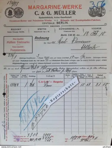 Margarine Werke Müller , 1910 , in Königsberg , Voorde , Stettin i. Pommern , Carl Niemann in Ahlbeck !!